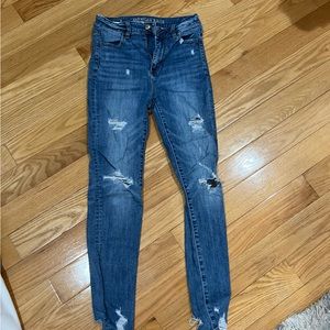 Super high waisted AE ripped jeans